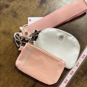 lululemon athletica Dual Pouch Wristlet Peach and White